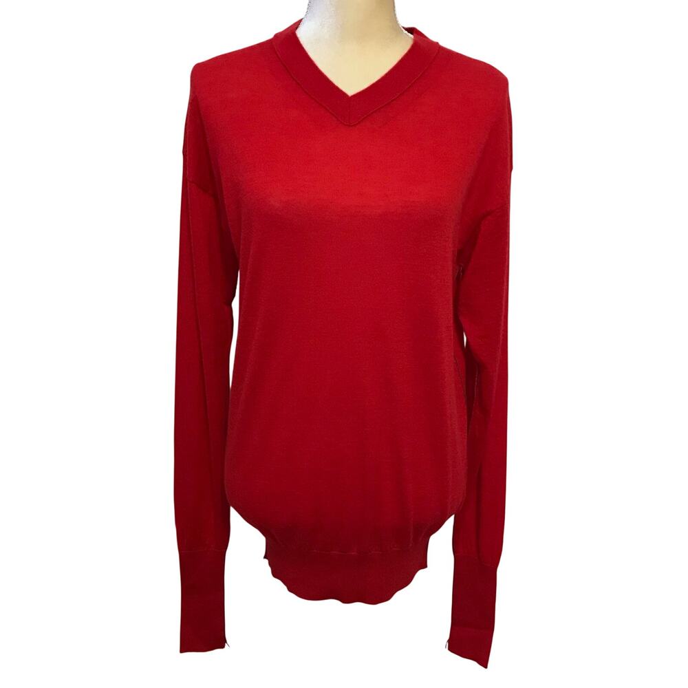 Helmut Lang NWT Red V Neck Cashmere Sweater Women S
